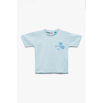 Tricou de bumbac cu decolteu la baza gatului