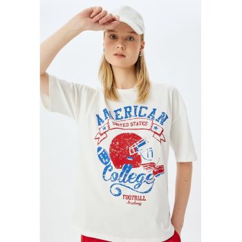 Tricou din bumbac cu imprimeu text frontal