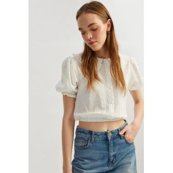 Bluza crop cu maneci bufante
