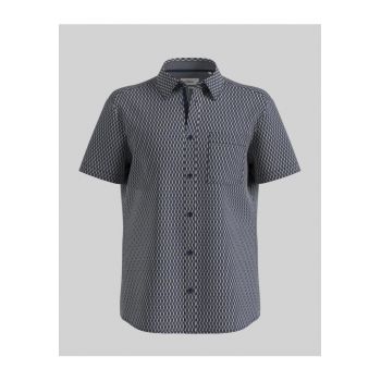 Camasa elastica barbati cu maneca scurta - imprimeu abstract - Regular Fit - Bleumarin inchis