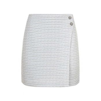 Fusta-pantalon din tuid cu nasturi decorativi