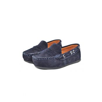 Mocasini baieti -  piele intoarsa - comozi - LF01 - Bleumarin