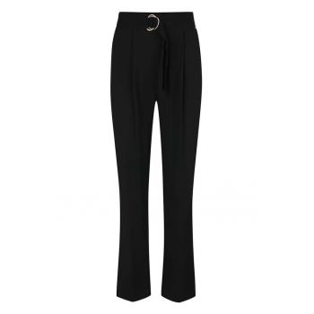 Pantaloni drepti din viscoza cu o curea decorativa