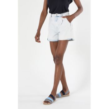 Pantaloni scurti de denim cu talie inalta