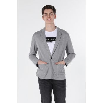 Sacou casual slim fit cu model herringbone