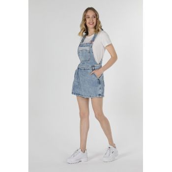 Salopeta scurta de denim cu aspect 2in1