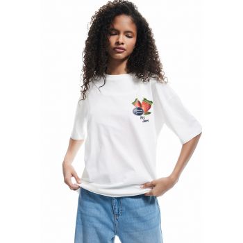 Tricou cu imprimeu si maneci cazute