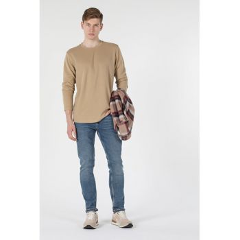 Tricou Cu Maneca Lunga De Barbati Bej Regular Fit-