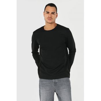 Tricou Cu Maneca Lunga De Barbati Negru Regular Fit2