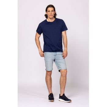 Tricou din bumbac cu decolteu la baza gatului