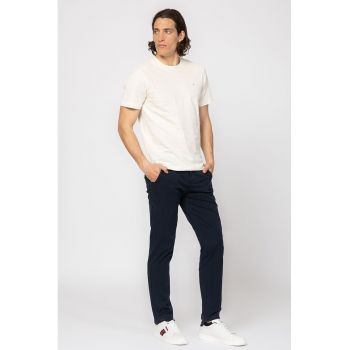 Tricou din bumbac cu decolteu la baza gatului