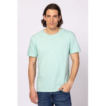 Tricou din bumbac cu decolteu la baza gatului