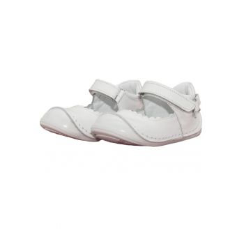Balerini cu prindere scai -  din piele - 211 - Alb -