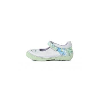 Balerini din piele -  detalii lucioase - 046-609 - Alb -