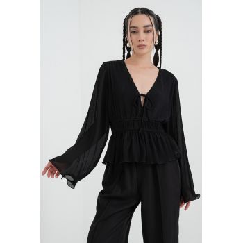 Bluza din peplum cu maneci evazate