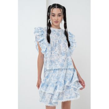 Bluza lejera cu maneci scurte cu volane