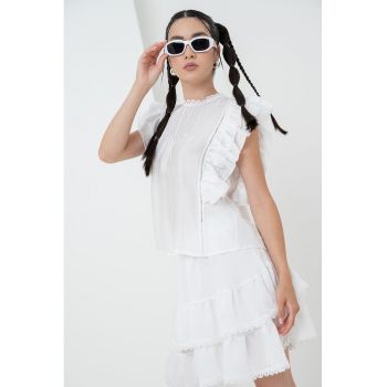 Bluza lejera cu maneci scurte cu volane
