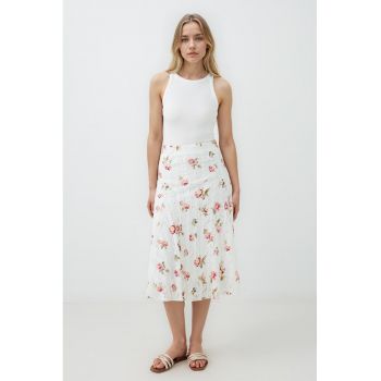 Fusta midi cu model floral