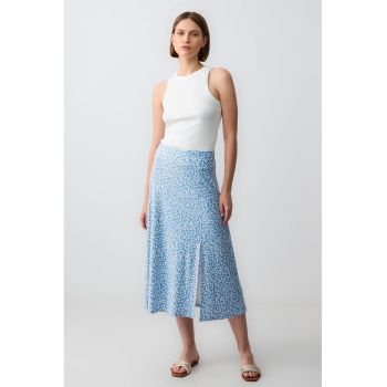 Fusta midi cu slit lateral