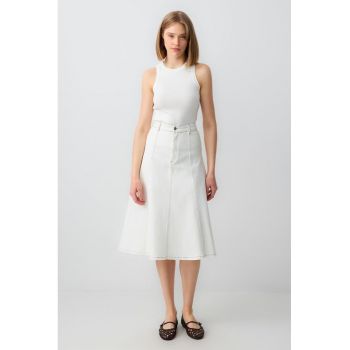 Fusta midi de denim cu croiala in A