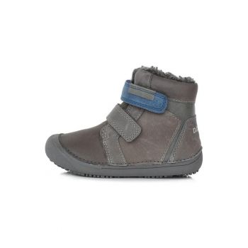 Ghete Barefoot din piele - baietei -  imblanite - W063-740 - 30 - Gri