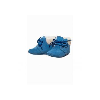 Ghetute baietei cu siret -  din piele - 50758-005 - 18 - Albastru