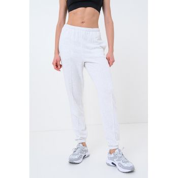 Pantaloni de trening din amestec de bumbac cu buzunzare laterale