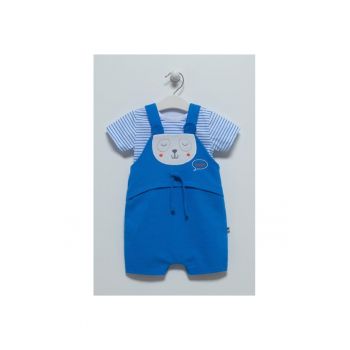 Salopeta cu tricou - bebe -  Ursulet - SLE6992 - Albastru - 68 cm