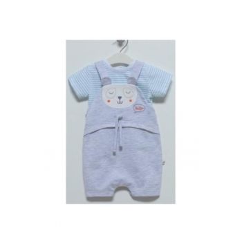 Salopeta cu tricou - bebe -  Ursulet - SLE6992 - Gri - 74 cm