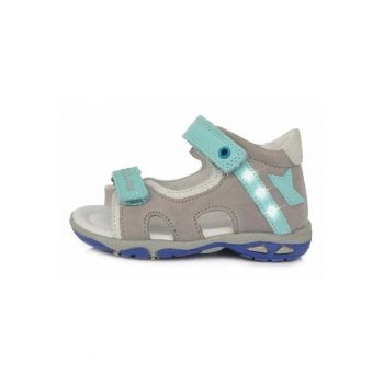 Sandale cu Luminite Baieti -  din Piele - cu Scai - Gri - AC290-101B - 20 - Gri