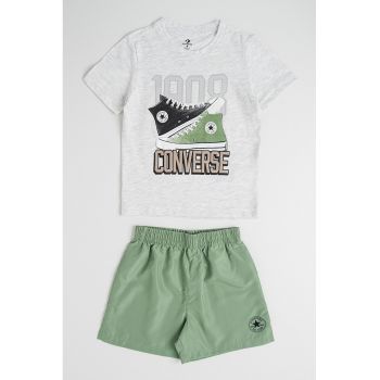 Set de tricou cu model grafic si pantaloni scurti Retro