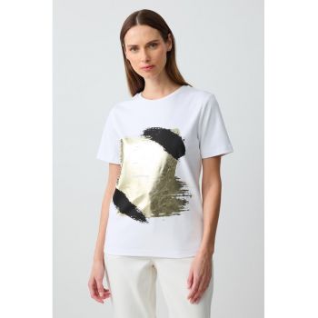 Tricou de bumbac cu imprimeu abstract