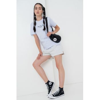 Tricou de bumbac cu logo brodat