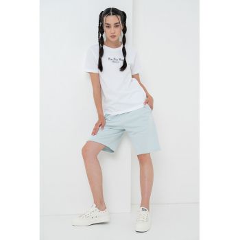 Tricou de bumbac cu logo brodat