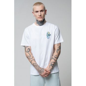 Tricou de bumbac cu logo si model grafic