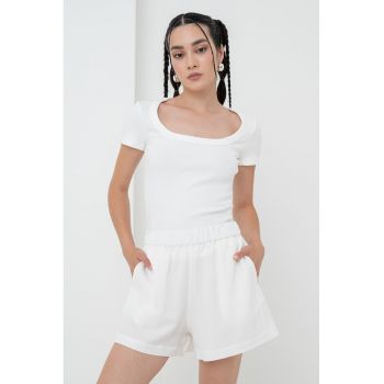 Tricou din amestec de bumbac organic cu decolteu rotund