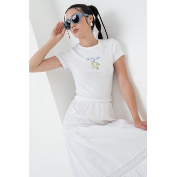 Tricou din amestec de bumbac organic cu imprimeu grafic pe partea din fata