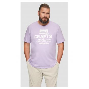 Big Sizes Tricou barbati big sizes cu imprimeu text si decolteu la baza gatului - Lila