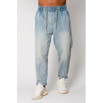 Blugi Joggly lungi cu snur Light Blue 17373