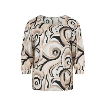 Bluza cu imprimeu abstract si maneci trei sferturi