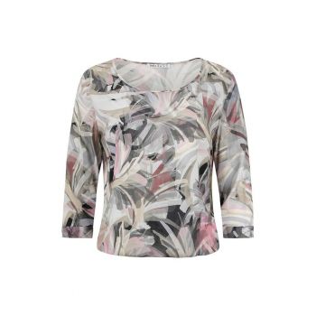 Bluza cu maneci trei sfeturi si imprimeu tropical