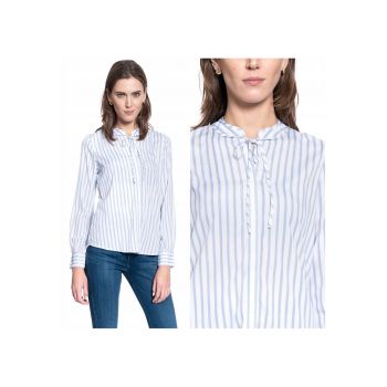 Bluza Dama -  Emma Shirred Crepe - Croi Normal - 100% Bumbac - Inchidere: Legare - Manseta Lunga - Alb