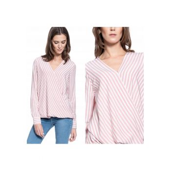 Bluza Dama -  Erika Wrap Stripe - Croi: Regular Fit - Stil: Drept / Regulamentar - Inchidere: Fara - Compozitie Material: 100% Bumbac - Roz - 1 Bucata