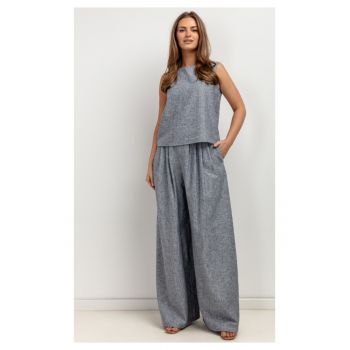 Bluza fara maneci cu decolteu barcuta - din amestec de in
