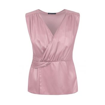 Bluza fara maneci cu decolteu cache-coeur si drapaje