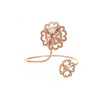 Bratara fixa din aur de 14k Twin Faith Flowers
