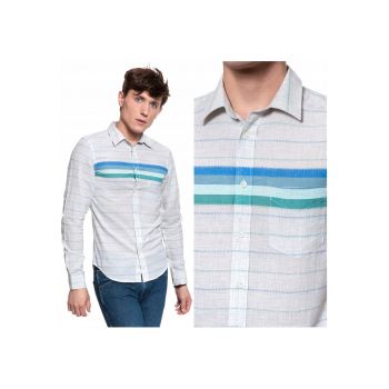 Camasa Barbati -  Camasa Cu Maneci Lungi 1 Buzunar - Croi: Slim Fit - Inchidere: Nasturi - Compozitie Material: 100% Bumbac - Numar Buzunare: 1 - Bej Melanj - 1 Bucata