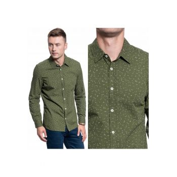 Camasa Barbati -  Casper Chambray - Croi: Regular Fit - Stil: Drept - Inchidere: Nasturi - Compozitie Material: 100% Bumbac - Verde - 1 Bucata