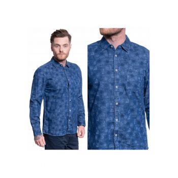 Camasa Barbati -  Casper Denim Aop - Croiala Regulara - Nasturi - 1 Buzunar - 100% Bumbac - Albastru Deschis