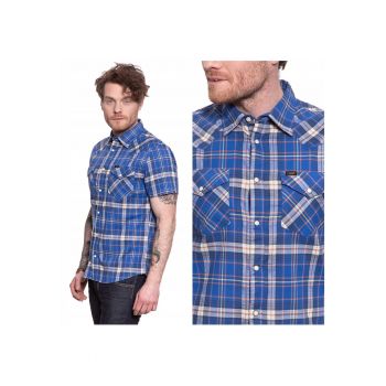 Camasa Barbati -  Ss Western - Croi: Regular Fit - Stil: Regular - Inchidere: Capse - Compozitie Material: 100% Bumbac - Albastru - 1 Bucata